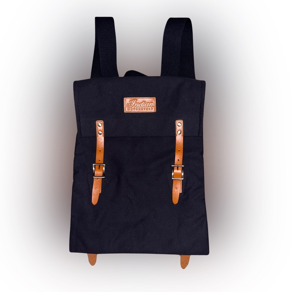 Indian Motorcycle - Black Canvas & Leather Backpack